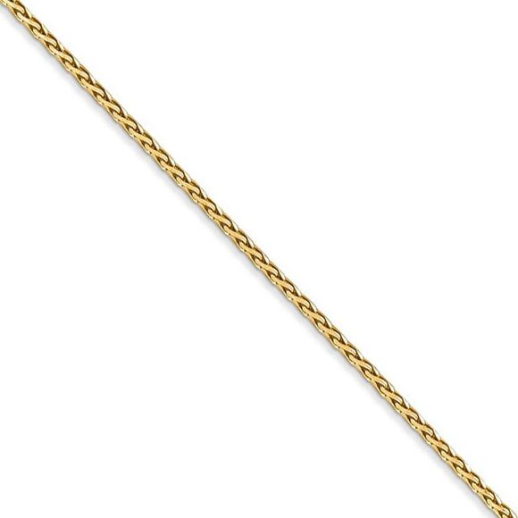 1.5mm 14k Yellow Gold Diamond Cut Round Wheat Chain Necklace 24 Inch